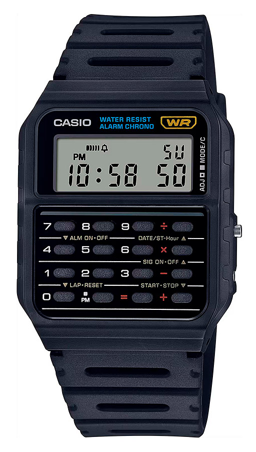 Унисекс часы Casio Vintage CA-53W-1, механизм электронный, циферблат серый, браслет пластик — Изображение 1