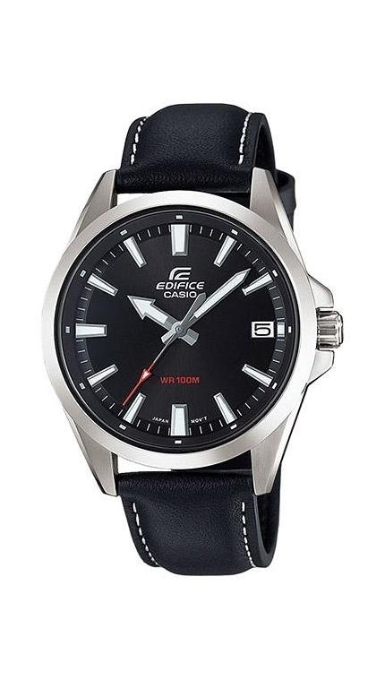 Мужские часы Casio Edifice EFV-100L-1A, механизм кварцевый, циферблат черный, браслет кожа — Изображение 1