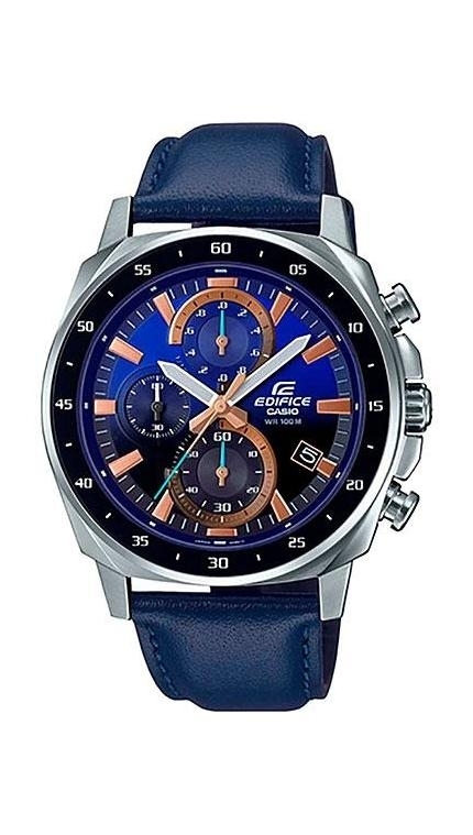 Мужские часы Casio Edifice EFV-600L-2A, механизм кварцевый хронограф, циферблат , браслет кожа — Изображение 1