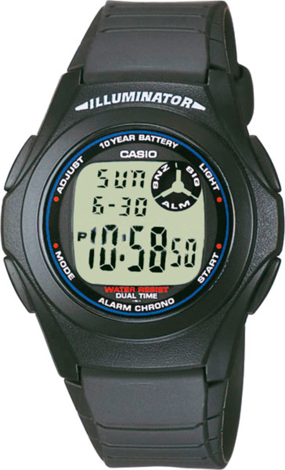 Мужские часы Casio Digital F-200W-1A, механизм кварцевый, циферблат серый, браслет пластик — Изображение 1