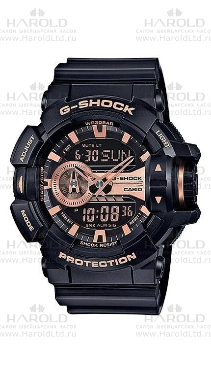 Мужские часы Casio G-Shock GA-400GB-1A4, механизм кварцевый + электронный, циферблат черный, браслет пластик — Изображение 1