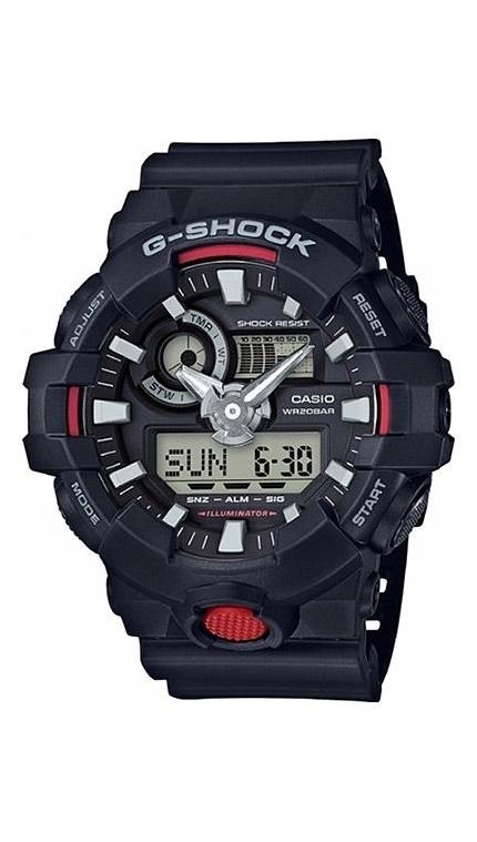 Мужские часы Casio G-Shock GA-700-1A, механизм кварцевый + электронный, циферблат черный, браслет пластик — Изображение 1