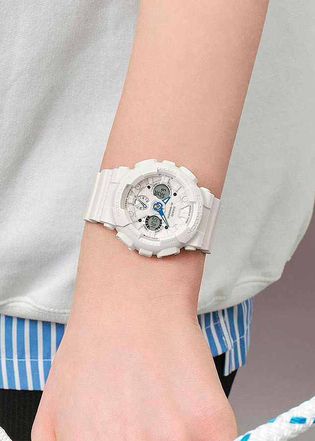 Унисекс часы Casio G-Shock GMA-S120SA-7A2, механизм кварцевый + электронный, циферблат белый, браслет пластик — Изображение 2