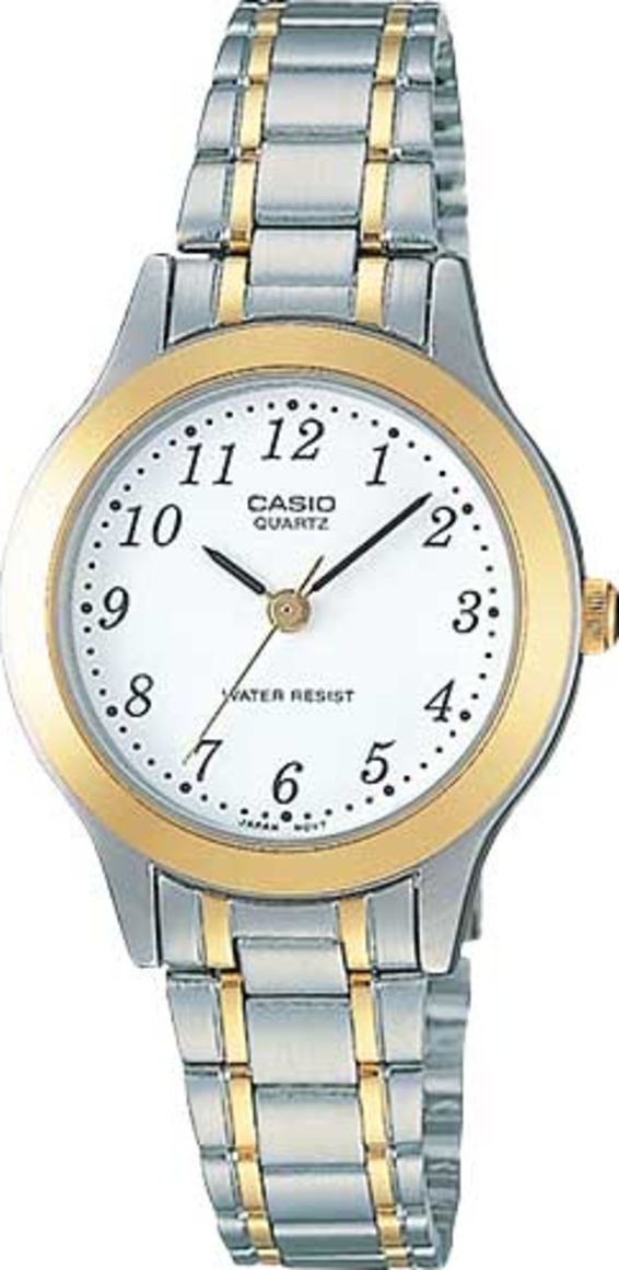 Женские часы Casio Analog LTP-1128G-7B, механизм кварцевый, циферблат белый, браслет нержавеющая сталь — Изображение 1