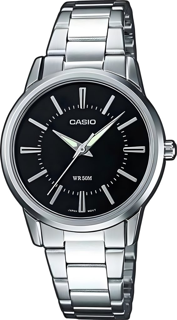 Женские часы Casio Casio Collection LTP-1303D-1A, механизм кварцевый, циферблат черный, браслет нержавеющая сталь — Изображение 1