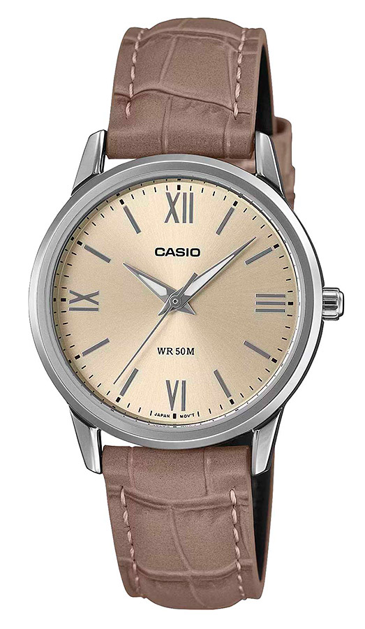 Женские часы Casio Casio Collection LTP-1303LL-7A, механизм кварцевый, циферблат бежевый, браслет кожа — Изображение 1