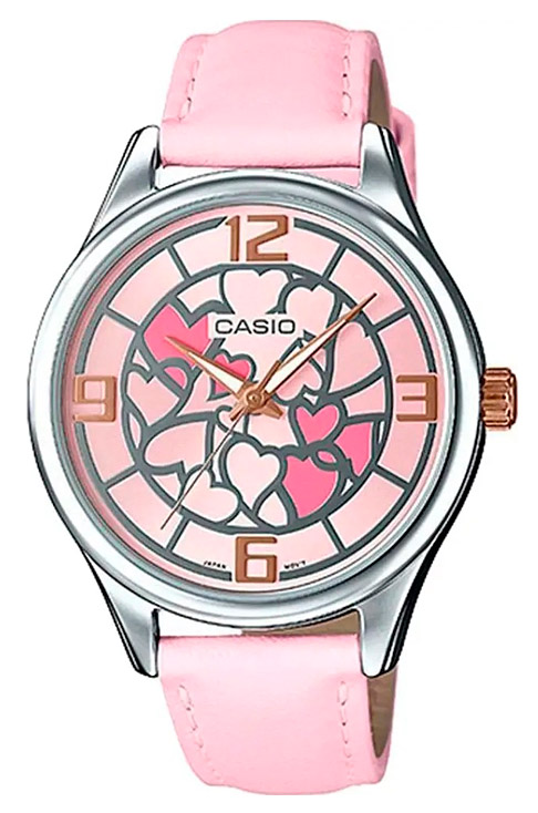 Женские часы Casio Casio Collection LTP-E128L-4A, механизм кварцевый, циферблат розовый, браслет кожа — Изображение 1