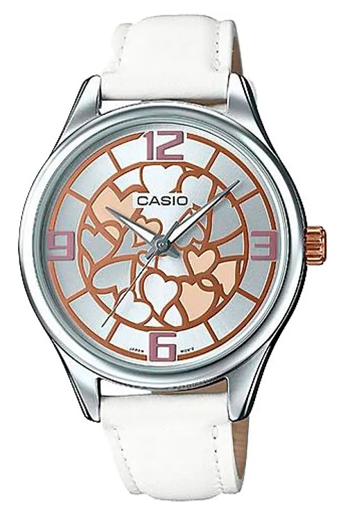 Женские часы Casio Casio Collection LTP-E128L-7A, механизм кварцевый, циферблат белый, браслет кожа — Изображение 1