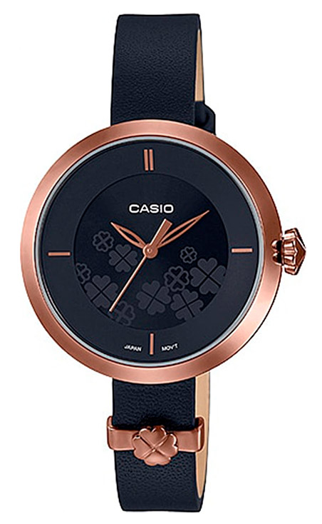 Женские часы Casio Casio Collection LTP-E154RL-1A, механизм кварцевый, циферблат черный, браслет кожа — Изображение 1