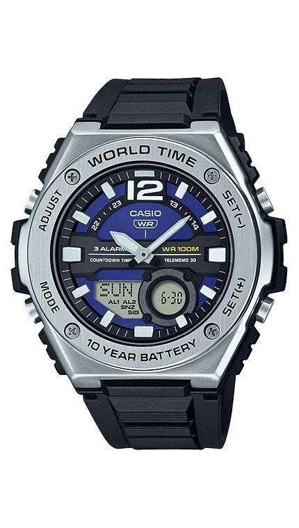 Мужские часы Casio Casio Collection MWQ-100-2A, механизм кварцевый + электронный, циферблат , браслет пластиковый ремешок — Изображение 1