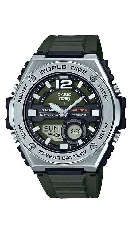 Мужские часы Casio Casio Collection MWQ-100-3A, механизм кварцевый + электронный, циферблат , браслет пластиковый ремешок — Изображение 1