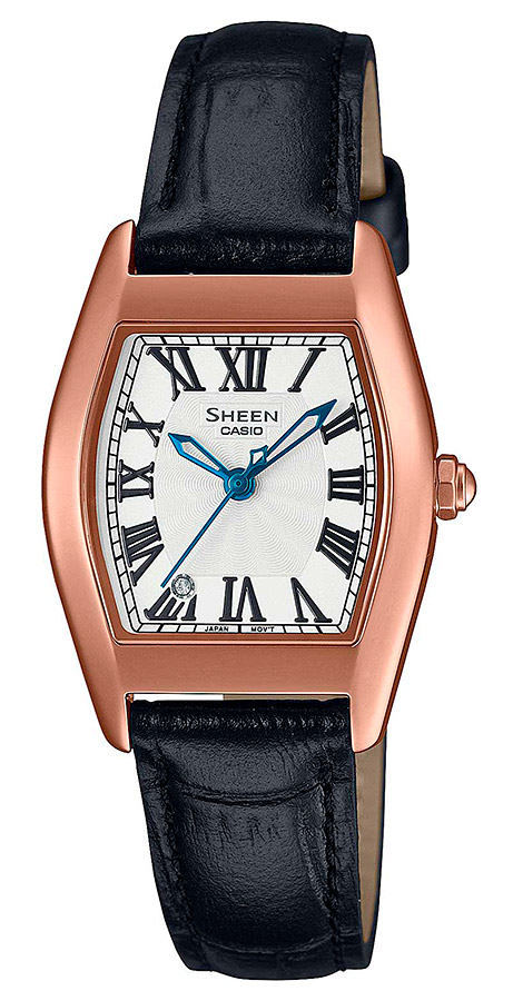 Женские часы Casio Sheen SHE-4564PGL-1A, механизм кварцевый, циферблат белый, браслет кожа — Изображение 1