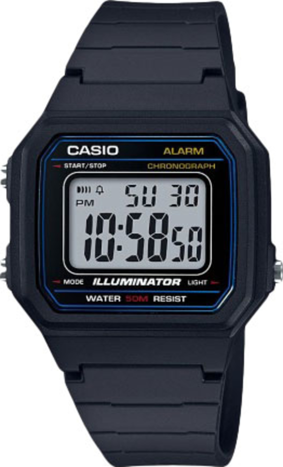 Мужские часы Casio Digital W-217H-1A, механизм кварцевый, циферблат серый, браслет пластик — Изображение 1