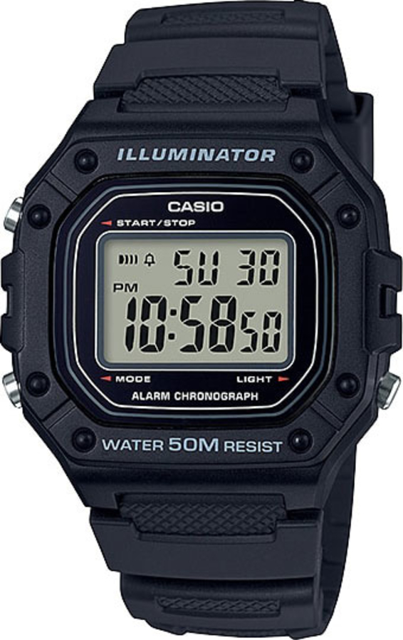 Мужские кварцевый часы Casio Casio Collection W-218H-1A серый пластиковый — Изображение 1