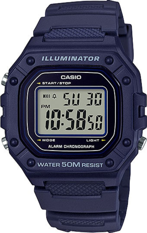 Мужские часы Casio Digital W-218H-2A, механизм кварцевый, циферблат серый, браслет пластик — Изображение 1