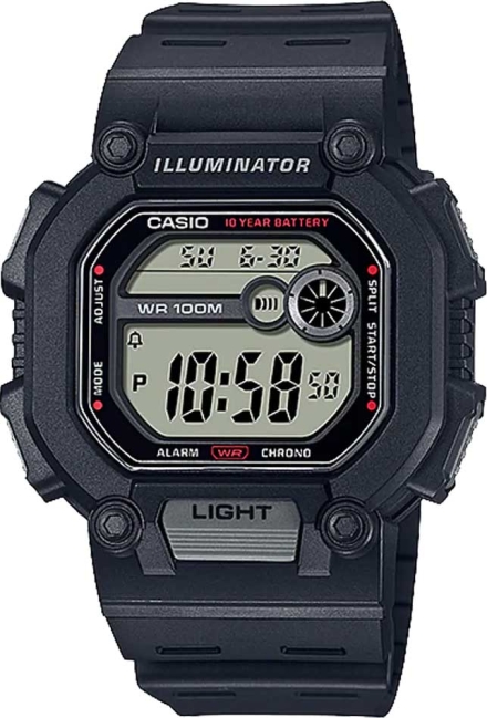 Мужские часы Casio Digital W-737H-1A, механизм кварцевый, циферблат серый, браслет пластик — Изображение 1