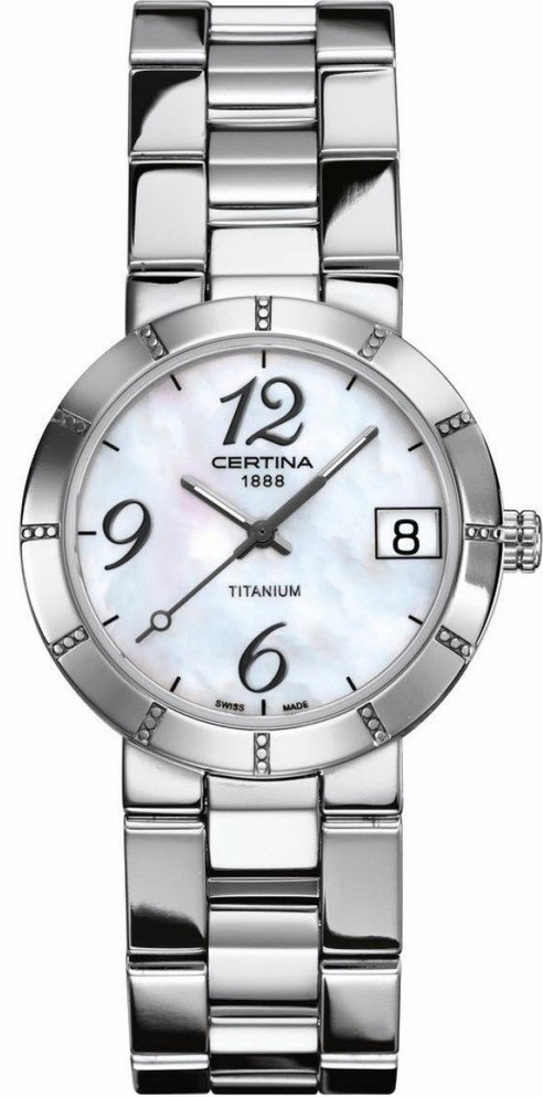 Женские часы Certina DS Stella C009.210.44.112.00, механизм кварцевый, циферблат белый, браслет титан — Изображение 1