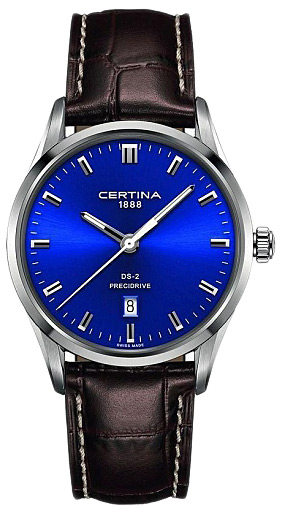 Мужские часы Certina DS 2 C024.410.16.041.20, механизм кварцевый, циферблат синий, браслет кожа — Изображение 1