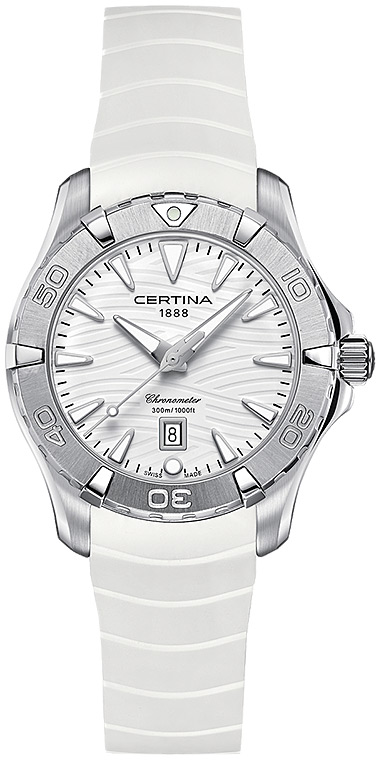 Женские кварцевый хронометр часы Certina DS Action C032.251.17.011.00 белый каучук — Изображение 1