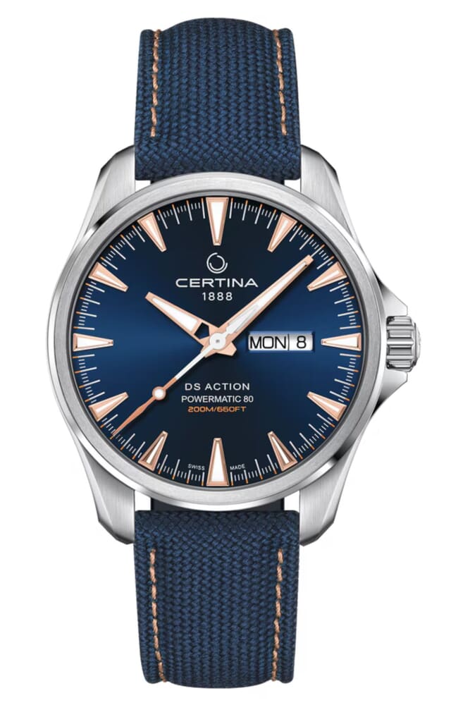 Мужские механический с автоподзаводом часы Certina DS Action C032.430.18.041.01 синий текстиль — Изображение 1