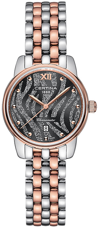 Женские часы Certina DS 8 C033.051.22.088.00, механизм кварцевый хронометр, циферблат черный, браслет нержавеющая сталь + pvd — Изображение 1
