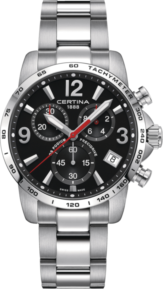 Мужские часы Certina DS Podium C034.417.11.057.00, механизм кварцевый хронограф, циферблат черный, браслет нержавеющая сталь — Изображение 1