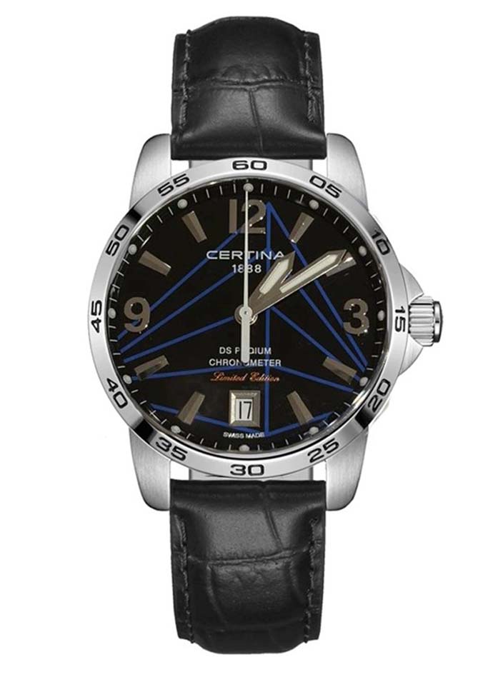 Мужские часы Certina DS Podium C034.451.17.057.10, механизм кварцевый, циферблат черный, браслет кожа — Изображение 1