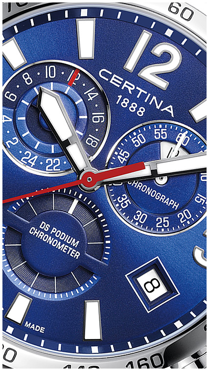 Мужские кварцевый хронометр часы Certina DS Podium C034.654.11.047.00 синий нержавеющая сталь — Изображение 2