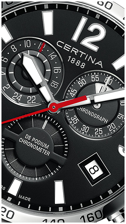 Мужские часы Certina DS Podium C034.654.11.057.00, механизм кварцевый хронометр, циферблат черный, браслет нержавеющая сталь — Изображение 2