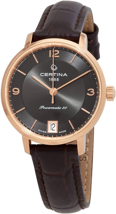Женские часы Certina DS Caimano C035.207.36.087.00, механизм механический с автоподзаводом, циферблат антрацитовый, браслет кожа — Изображение 3