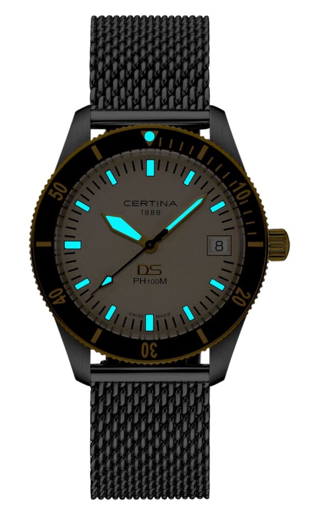 Мужские кварцевый часы Certina DS PH100M C044.410.21.030.00 бежевый нержавеющая сталь — Изображение 2