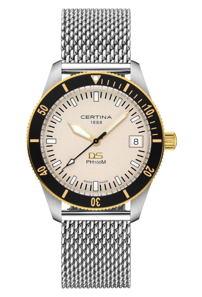 Мужские кварцевый часы Certina DS PH100M C044.410.21.030.00 бежевый нержавеющая сталь — Изображение 1