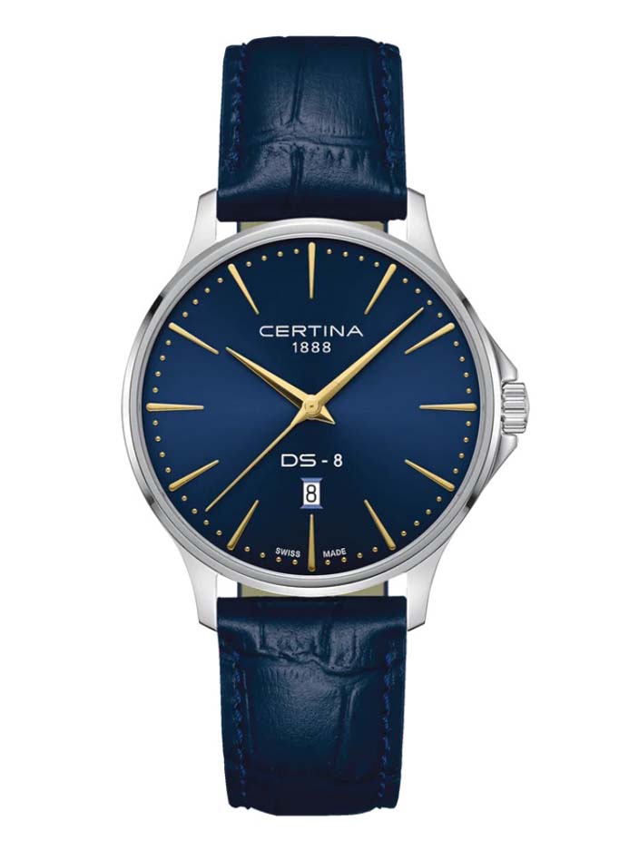 Мужские часы Certina DS 8 C045.410.16.041.00, механизм кварцевый, циферблат синий, браслет кожа — Изображение 1