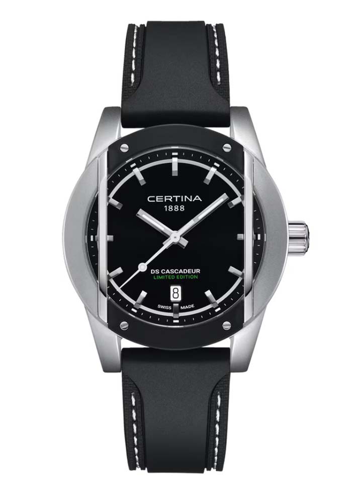Мужские часы Certina DS Cascadeur C046.410.27.051.10, механизм кварцевый, циферблат черный, браслет каучук — Изображение 1