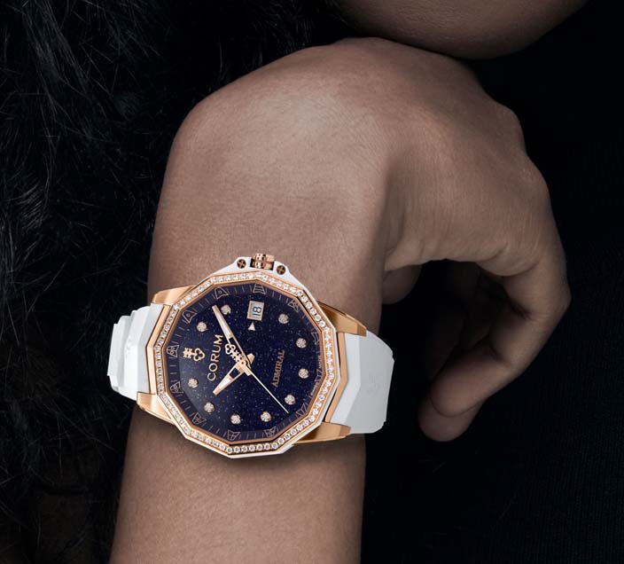 Женские механический с автоподзаводом часы Corum Admiral A082-04471 синий каучук — Изображение 2