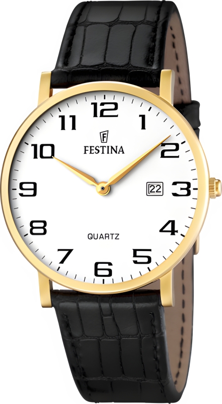 Мужские часы Festina Classic 16478.1, механизм кварцевый, циферблат белый, браслет кожа — Изображение 1
