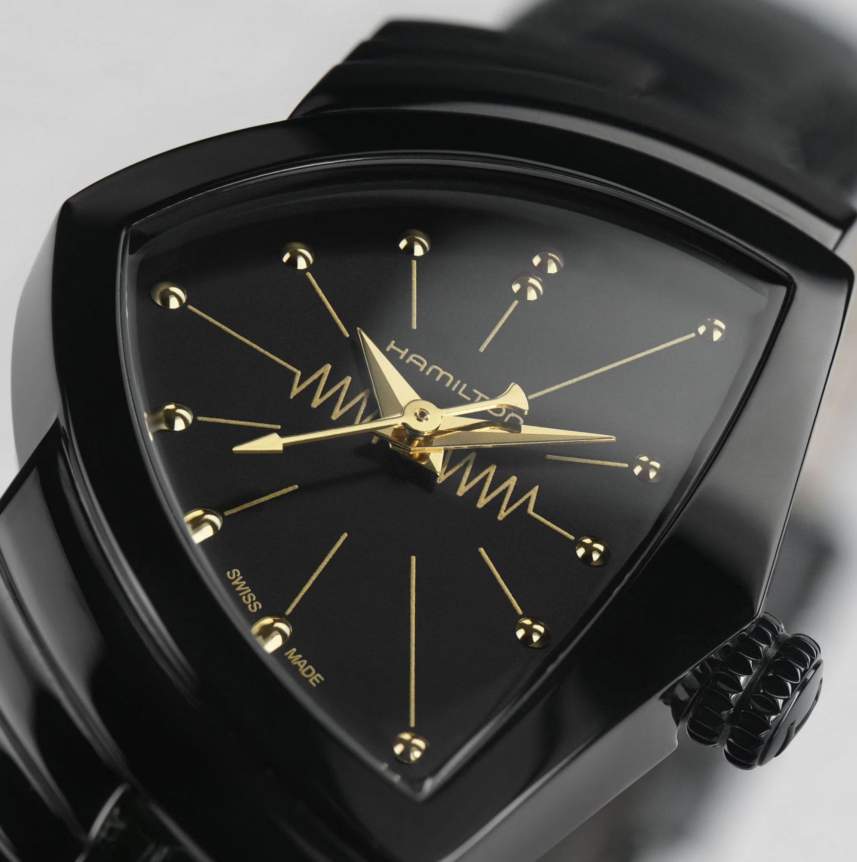 Женские кварцевый часы Hamilton Ventura H24201730 черный кожа — Изображение 4