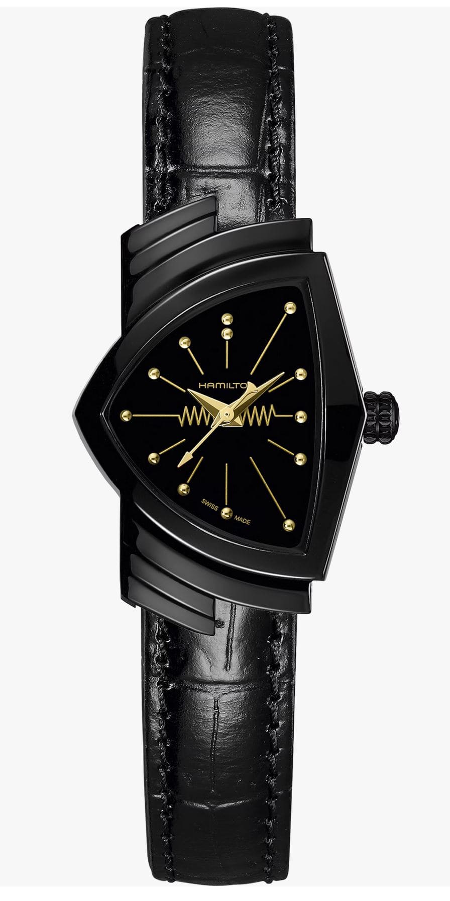 Женские кварцевый часы Hamilton Ventura H24201730 черный кожа — Изображение 1