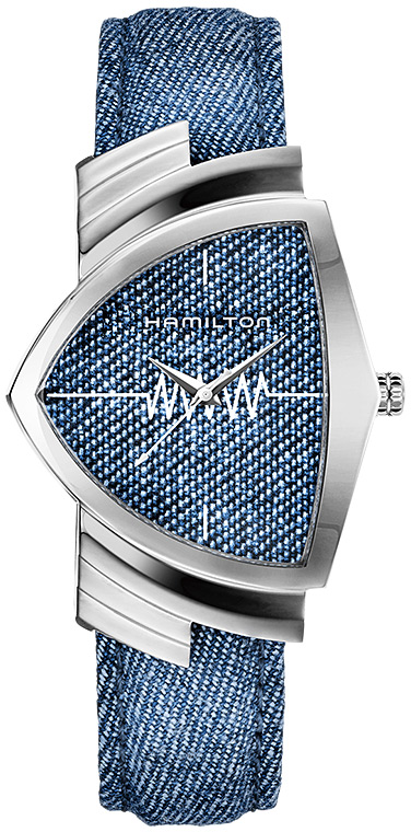 Унисекс кварцевый часы Hamilton Ventura H24411941 синий текстиль — Изображение 1