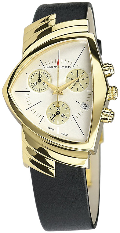 Женские часы Hamilton Ventura H24422751, механизм кварцевый хронограф, циферблат шампань, браслет кожа — Изображение 2