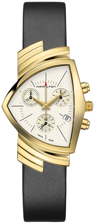 Женские часы Hamilton Ventura H24422751, механизм кварцевый хронограф, циферблат шампань, браслет кожа — Изображение 1