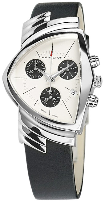Женские часы Hamilton Ventura H24432751, механизм кварцевый хронограф, циферблат серебристый, браслет кожа — Изображение 2