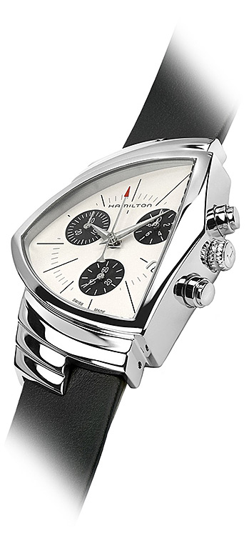 Женские часы Hamilton Ventura H24432751, механизм кварцевый хронограф, циферблат серебристый, браслет кожа — Изображение 3