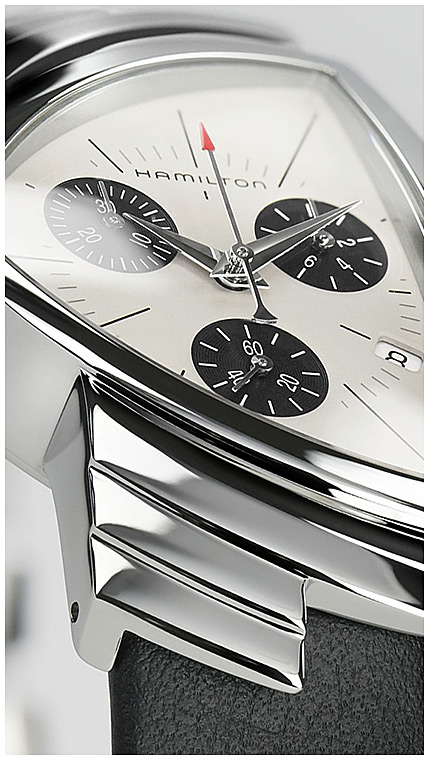 Женские часы Hamilton Ventura H24432751, механизм кварцевый хронограф, циферблат серебристый, браслет кожа — Изображение 4