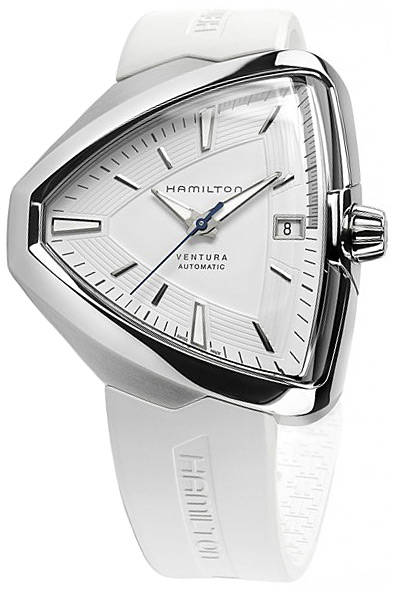 Мужские часы Hamilton Ventura H24505311, механизм механический с автоподзаводом, циферблат белый, браслет каучук — Изображение 2