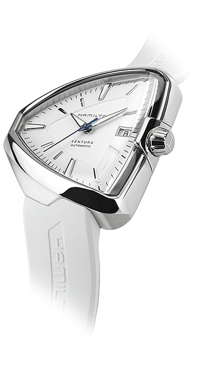 Мужские часы Hamilton Ventura H24505311, механизм механический с автоподзаводом, циферблат белый, браслет каучук — Изображение 3