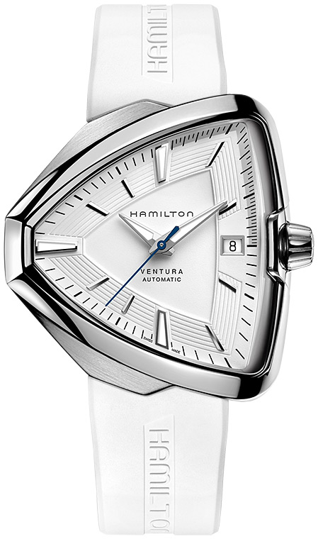 Мужские часы Hamilton Ventura H24505311, механизм механический с автоподзаводом, циферблат белый, браслет каучук — Изображение 1