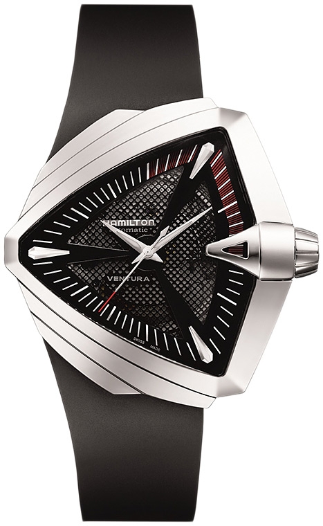 Мужские часы Hamilton Ventura H24655331, механизм механический с автоподзаводом, циферблат черный, браслет каучук — Изображение 1