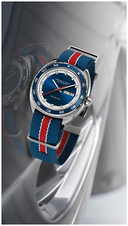 Мужские часы Hamilton American Classic H35405741, механизм механический с автоподзаводом, циферблат синий, браслет текстиль — Изображение 4