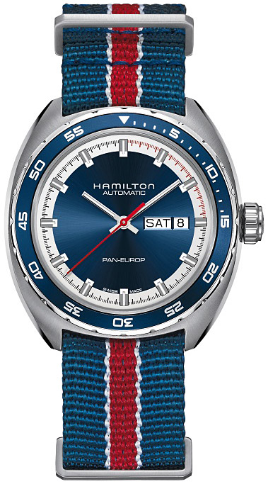 Мужские часы Hamilton American Classic H35405741, механизм механический с автоподзаводом, циферблат синий, браслет текстиль — Изображение 1
